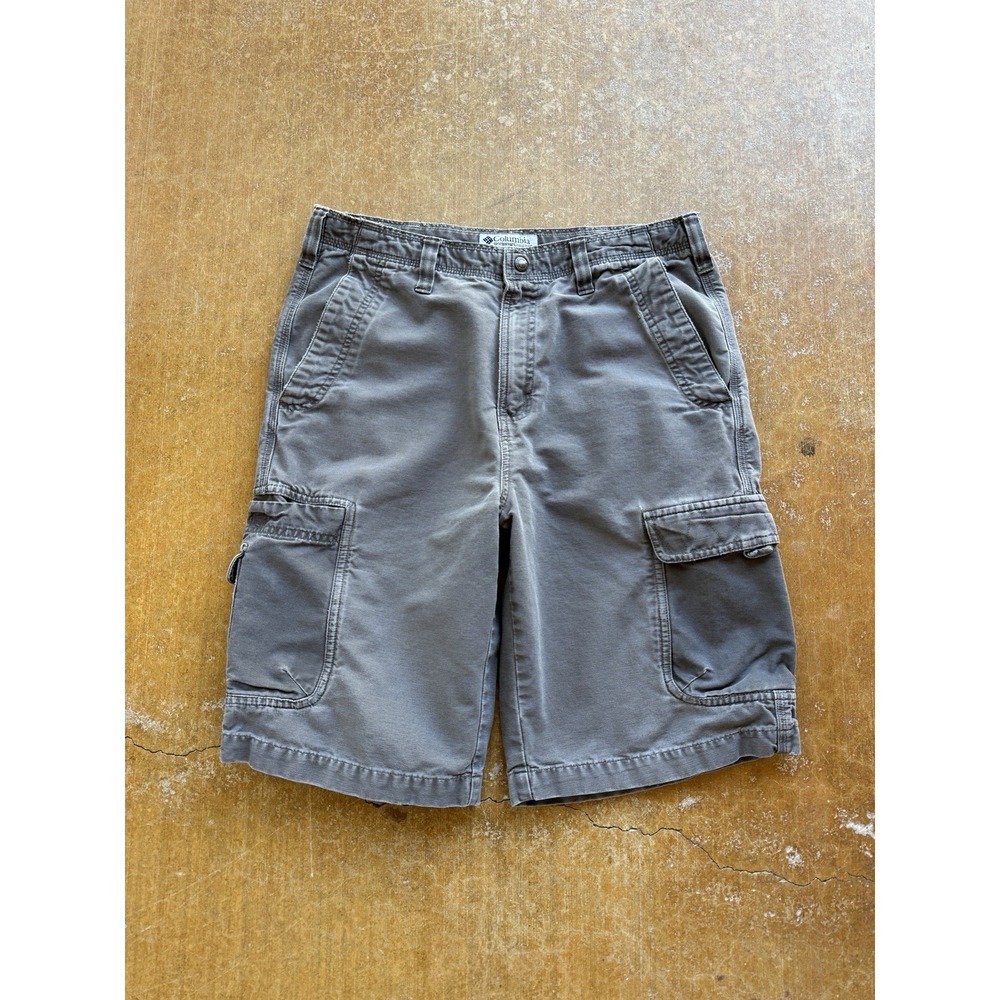 Columbia Gray Faded Cotton Heavyweight Hiking Outdoors Cargo Shorts 30W